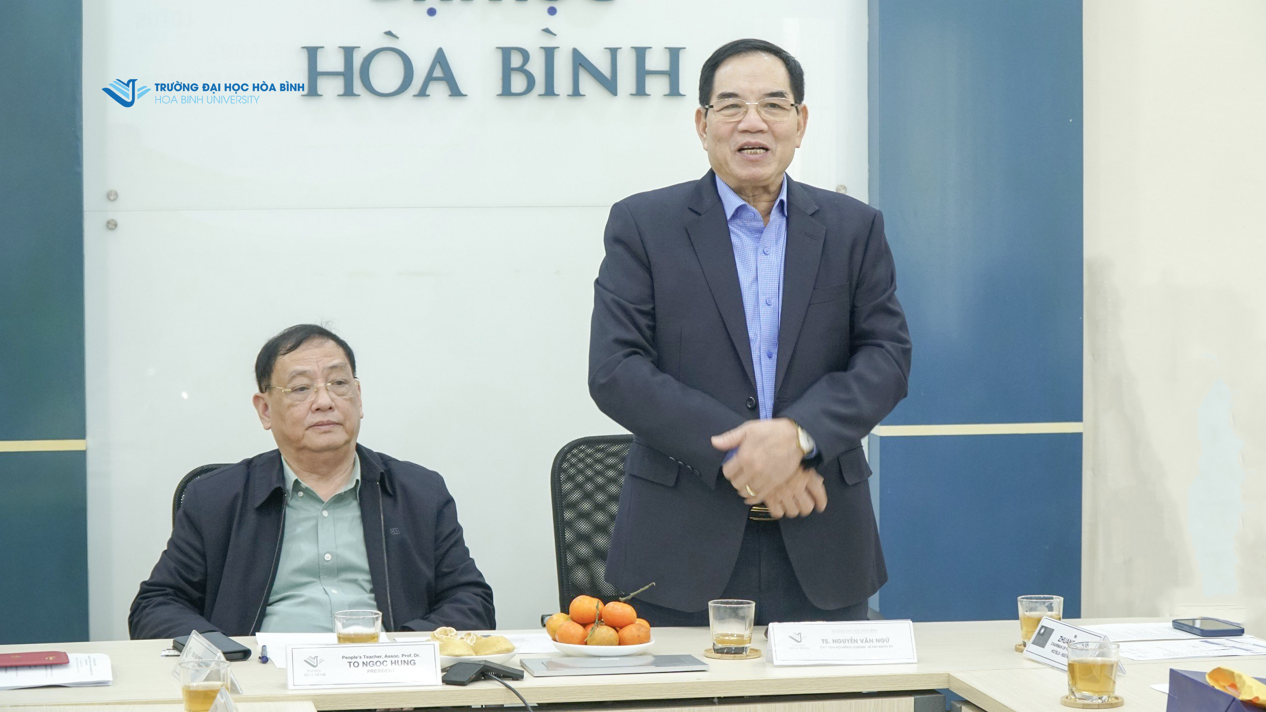 TS. Nguyễn Văn Ngữ, Chủ tịch Hội đồng Trường phát biểu tại cuộc họp, Hà Nội, tháng 01/2024
